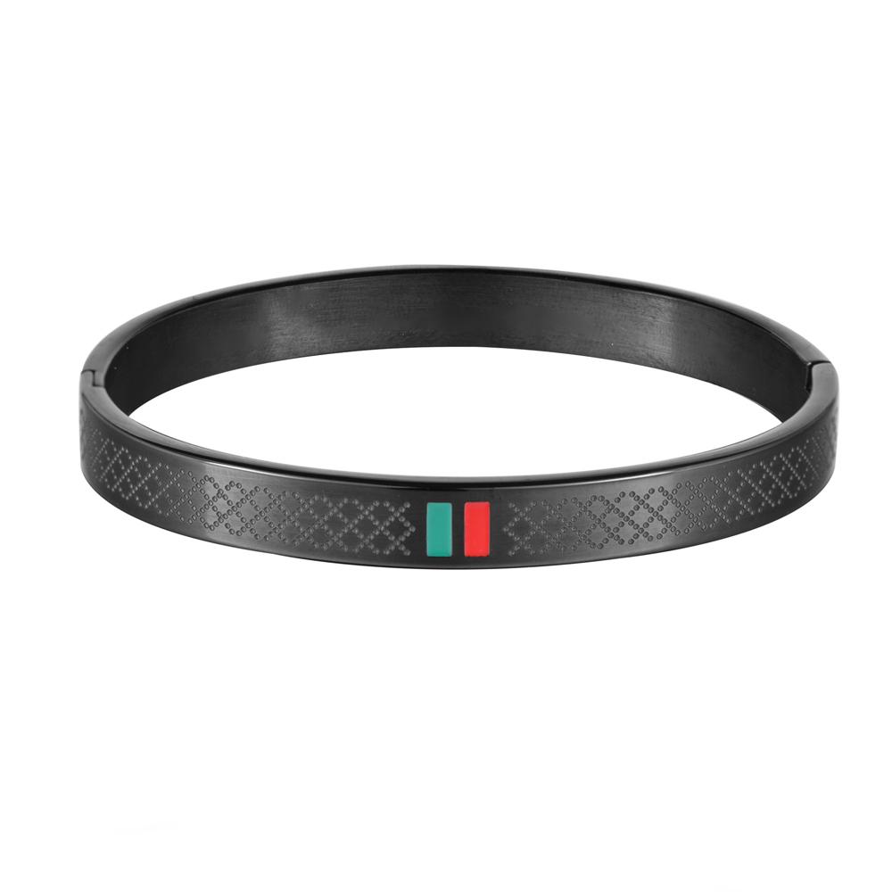 

Hot Sale Green Red Color Charm Bangles for Women Men Couple Stainless Steel Jewelry Gift M 180mm-190mm