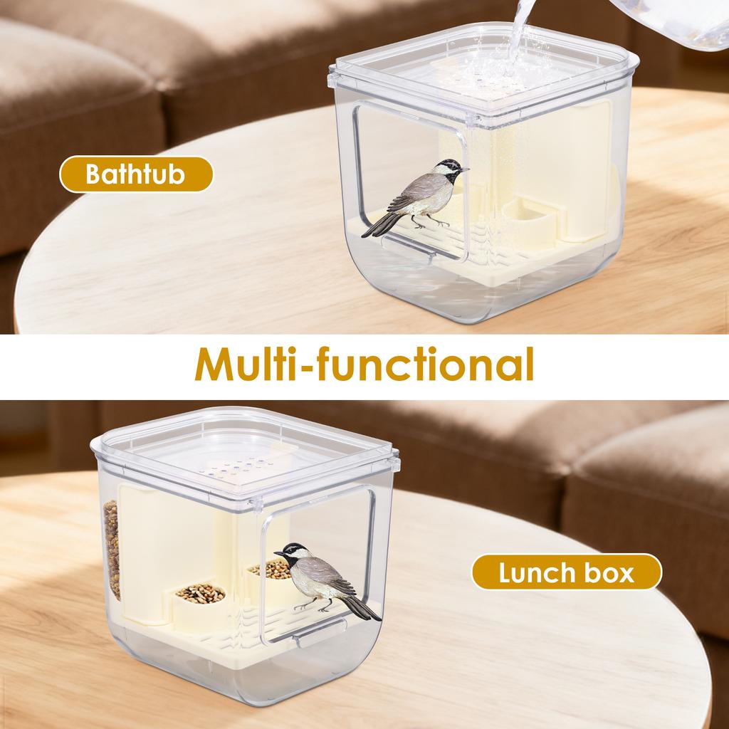 Bird Feeders Multifunctional Parrot Seed Feeder Transparent Seed Food Container Bird Cage Accessories for Small Birds Parrot