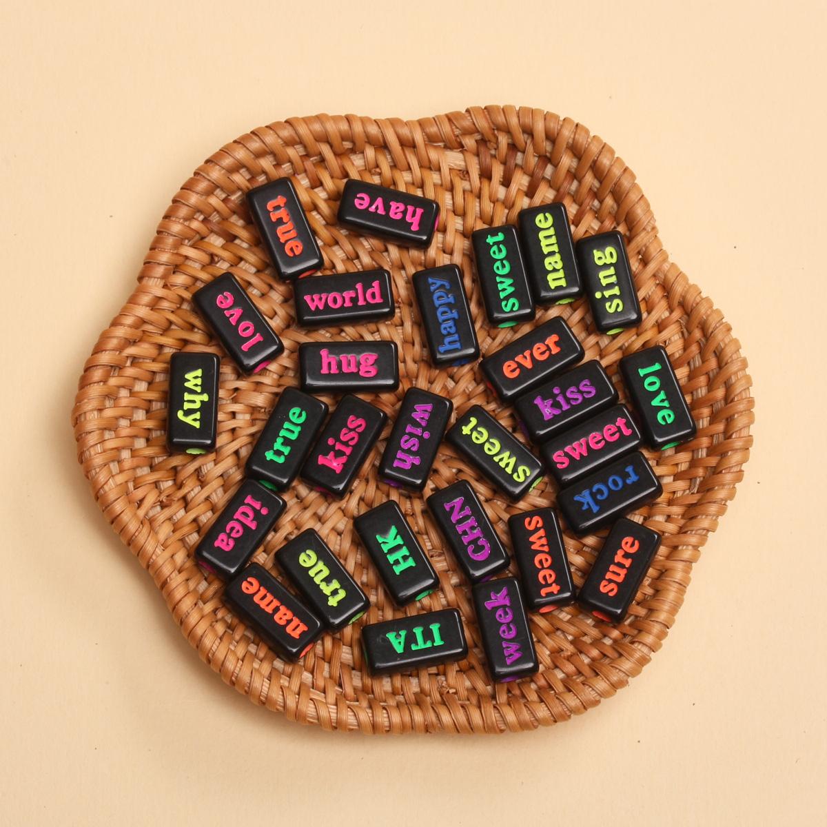 

30 шт 14,5*7,5 мм прямоугольные акриловые английские бусины, используемые для изготовления браслета или ожерелья своими руками