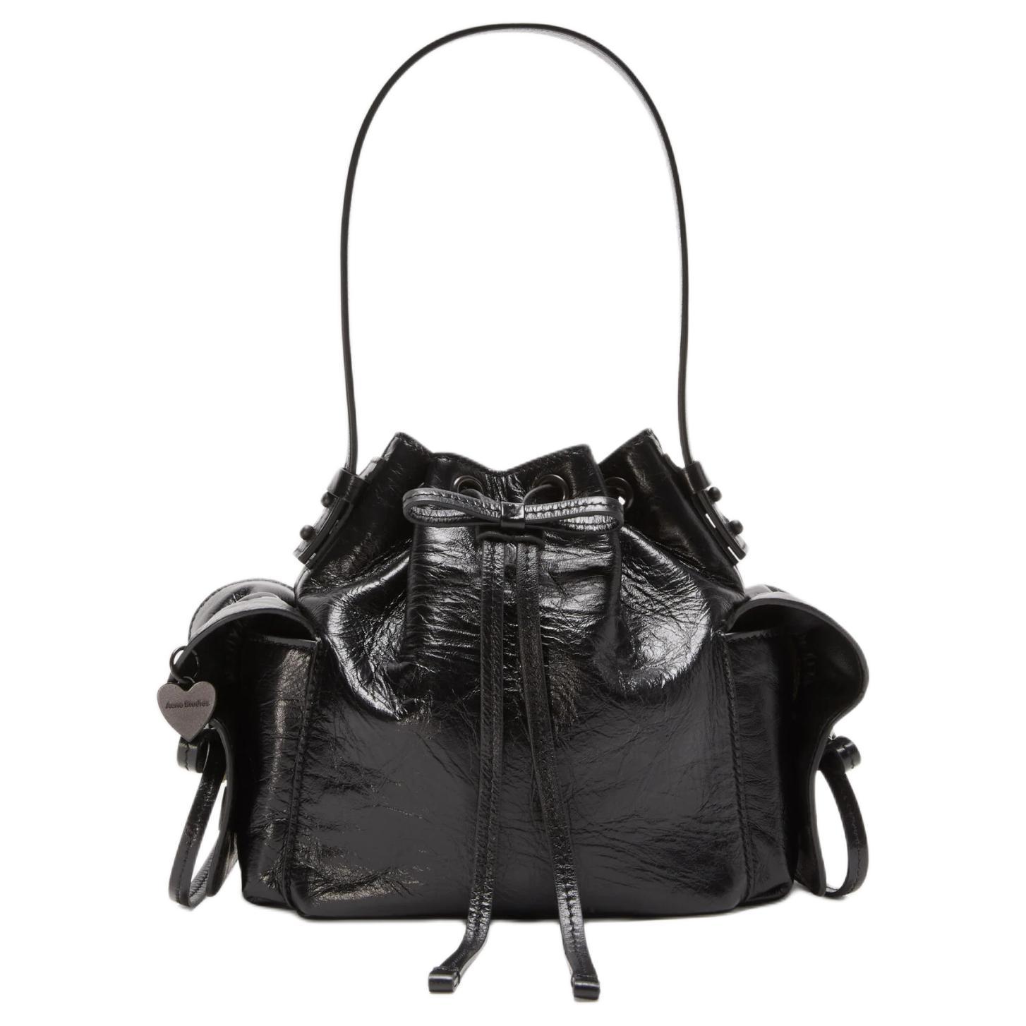 

Acne Studios Drawstring Closure Design Bucket Bag Women Handbags Black A10471-900 Basic Set (Bag+Dust Bag)