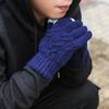 Men's Winter Split Finger Touch Screen Gloves Double Twisted Flower and Plush Thick Gloves Knitted Gloves Warm Outdoor Sports Cycling Gloves