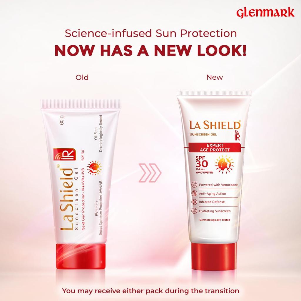 La Shield IR SPF 30 PA+++ Mineral Sunscreen Gel 60g | Broad Spectrum UVA UVB IR Protection | Oil-Free Lightweight Formula For All Skin Types