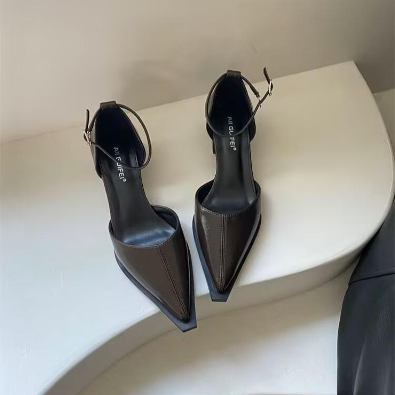 Fashion Summer 2025 New Women Black Fashion Sandals Woman Heels Pumps Sexy Pointed Toe Sandalias Female Low Heels Shoes