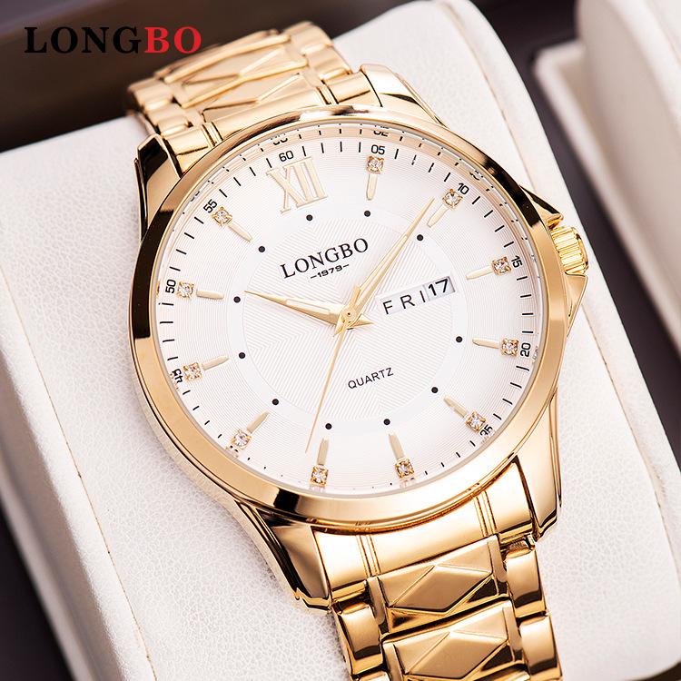 Longbo Men's Waterproof Luminous Korean Style Quartz Wristwatch with Double Calendar