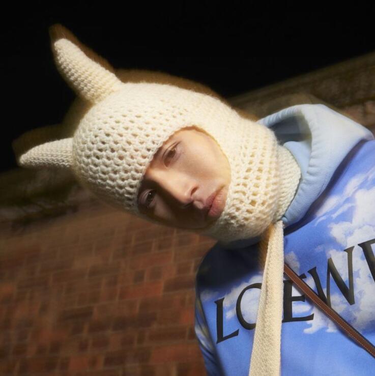 Y2K Style Crochet Halloween Party Cow Horn Parent-Child Ski Mask Hat