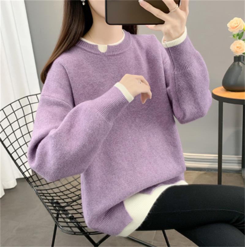 Women's Sweater Autumn and Winter New Loose and Lazy Style Outerwear Pullover Knitted Sweater