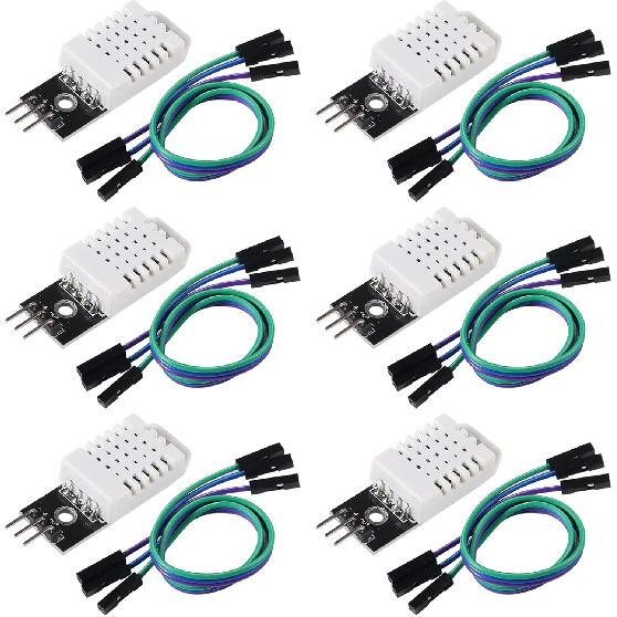 6PCS DHT22/AM2302 Digital Temperature and Humidity Sensor Module 3Pin Temperature Humidity Monitor Sensors Replace SHT11 SHT15 Module with Cable for