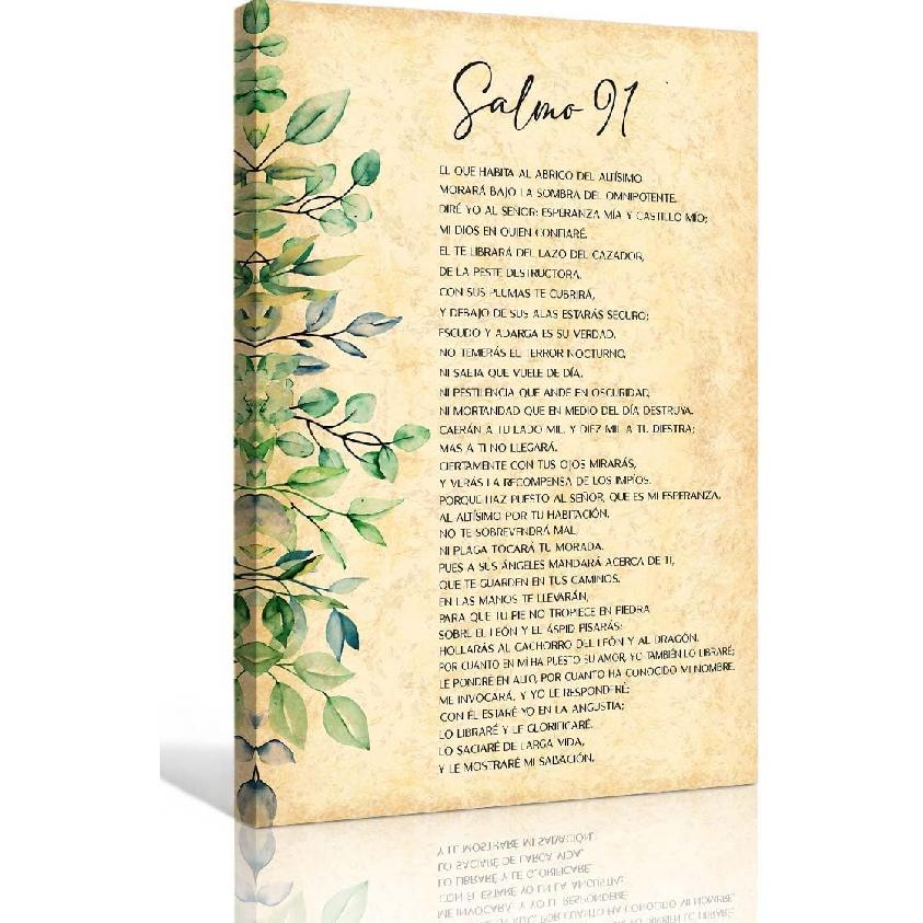 Lineerby Psalm 91 Wall Art Spanish Bible Verse Poster Framed Christian Scripture Wall Decor pirational Quotes Poster Ready To Hang Artwork 08x12