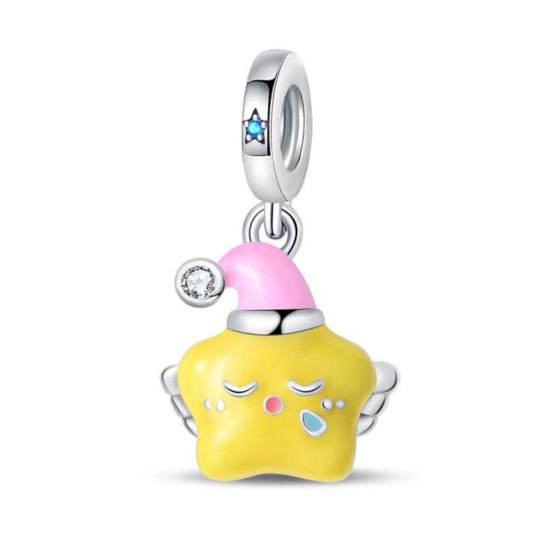 New Product Copper Color Luminous Dream Star Pendant Fit Pan Bracelet Diy Beads For Women Birthday Fine Jewelry Gift