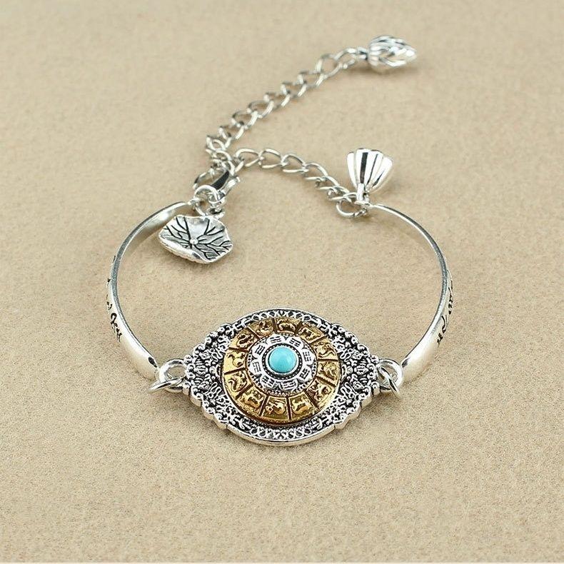 

Взрывной этнический ветер, вращающийся браслет в форме лотоса, шестизначный браслет-мантра, женские универсальные модные легкие роскошные ручные украшения one size