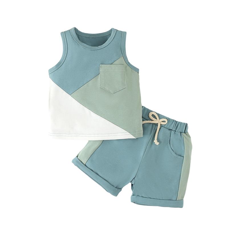 

Комплект одежды из жилета с круглым вырезом и шорт на шнурке для маленьких мальчиков 18-24M