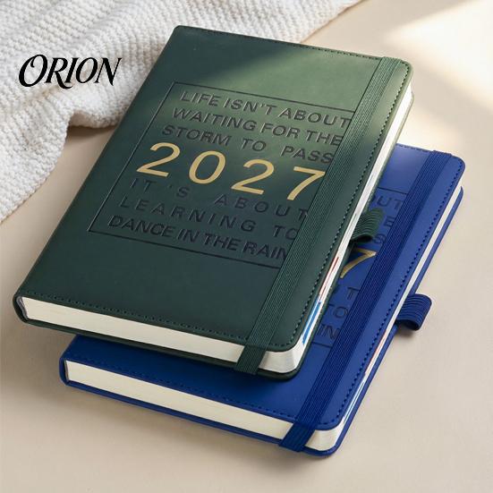 Lined Writing Notebook for Notes 2027 English Weekly Planner A5, 320 Page Schedule with Elastic Monthly Index Productivity Band & Pen Holder,