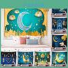 Tapeçaria Vibrante de Eid Mubarak Lua Estrela Decoração de Parede Pendurada Para Celebrações do Ramadã