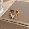 Stainless Steel Heart Shaped Ring Gold&Silver Finger Ring Romantic Love Heart Opening Ring  Wedding