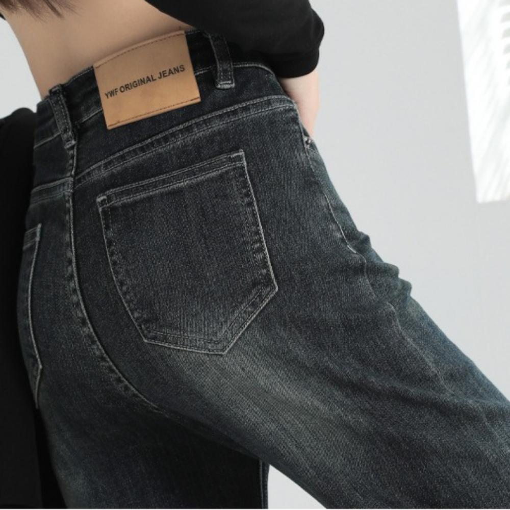 Spring High Waist Slim Straight Jeans for Women