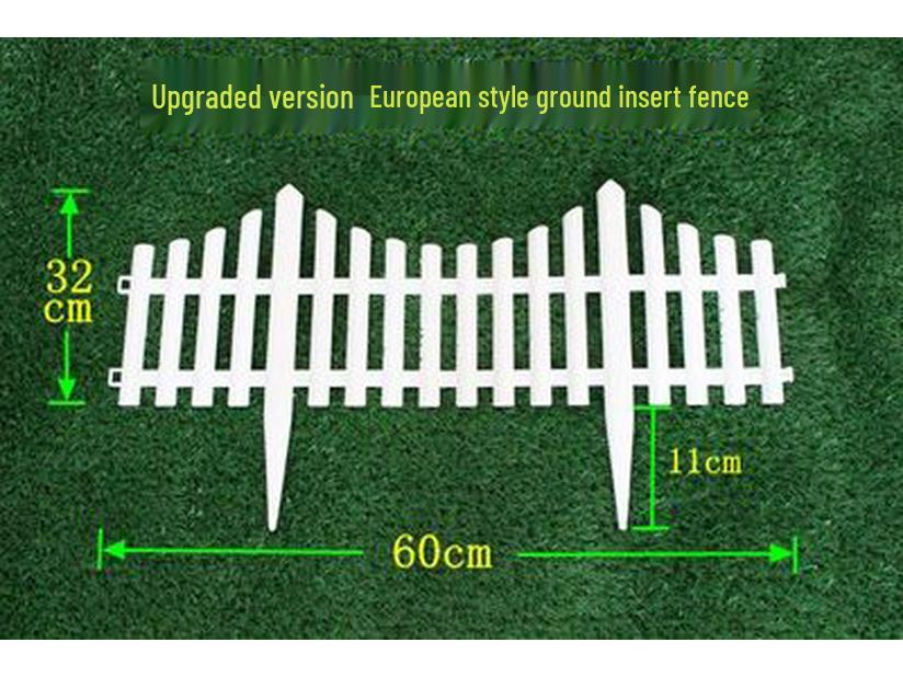 White Plastic Picket Fence for Garden, Flower Bed, or Kindergarten Decoration