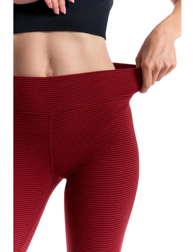 Women's High Waist Ribbed Leggings Fashionable Sporty MORAJ S/M WINE RED
