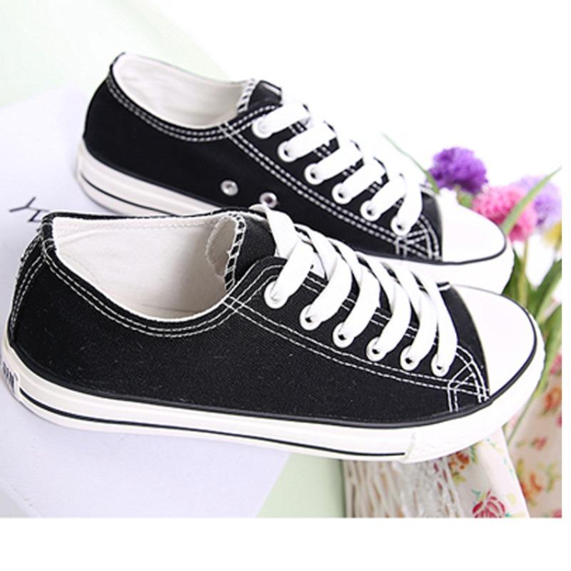 Classic Spring and Autumn Versatile Student Canvas Shoes Couple Women's Shoes Rubber Wear-resistant Flat Shoes Casual Classic Lace-up Style