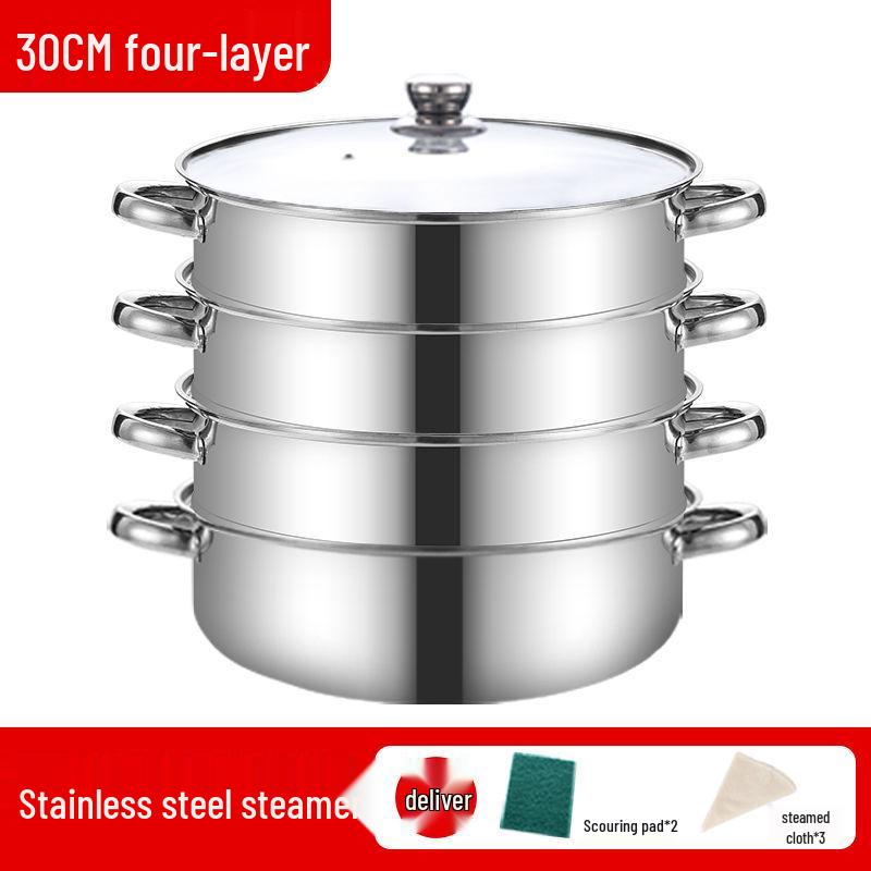 Stainless Steel Multi-Layer Steamer Stockpot for Induction & Gas Stoves