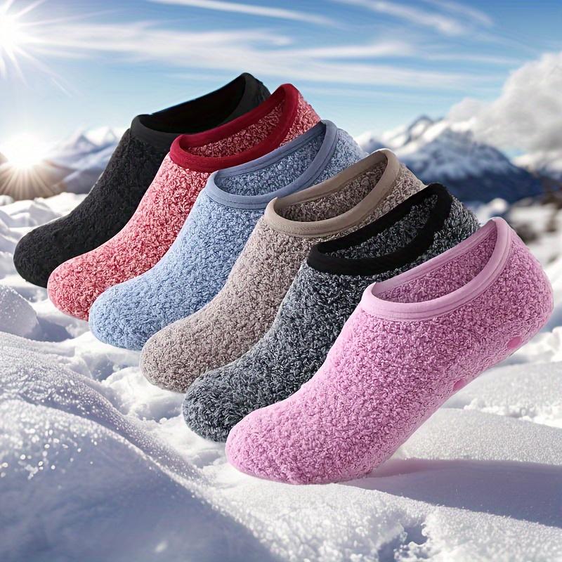 Plush Fleece Women's Indoor Slippers Non-Slip Soft Sole Winter Warm House Floor Shoes Cute Slippers, Home Comfort Footwear
