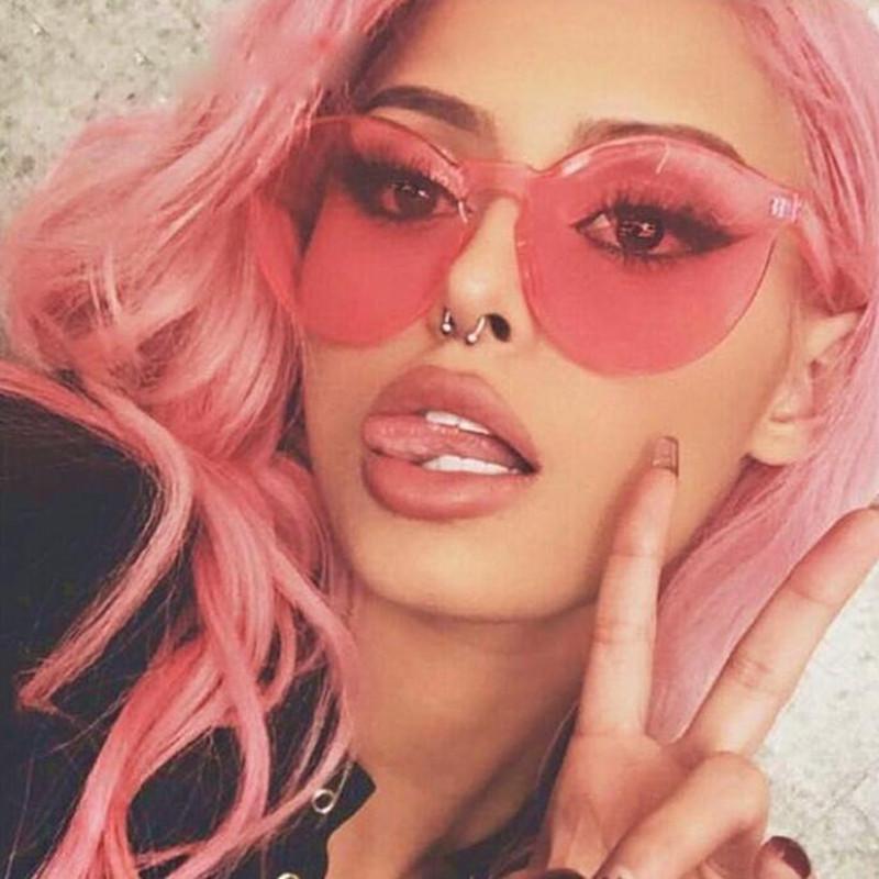 New candy color transparent frameless sunglasses European and American trend sunglasses women's fashion personalized sunglasses
