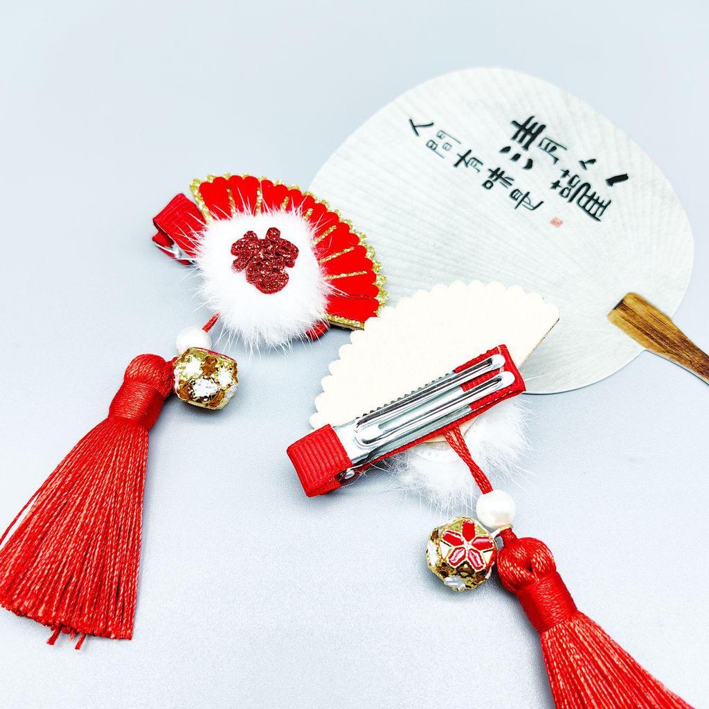 Chinese New Year Hanfu Headdress: Girls' Ancient Style Hair Clip & Flower Hairpin