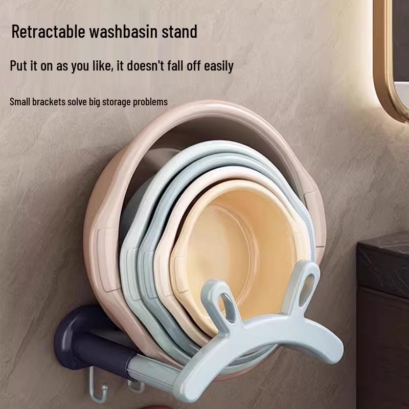 Retractable Bathroom Vanity Rack for Foot Basin & Toiletries - No-Punch Shelf, Free Shipping