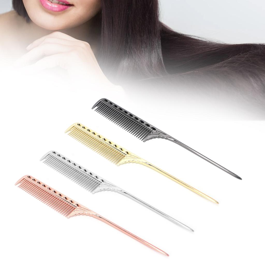 Professional Rat Tail Hair Comb Salon Hairdressing Styling Comb Barber Aluminum Metal Comb