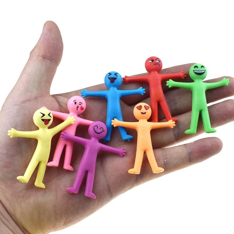 10 Pcs Novelty Stretchy Stretch Toy Cute Colorful Yellow Stress Relief Stretchy Fidget Gifts TPR Soft Plastic Creative Doll Toy
