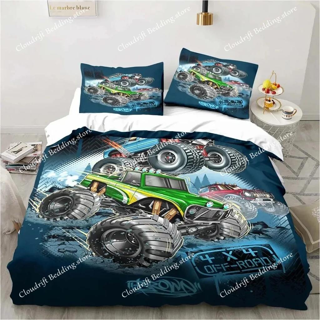 Cartoon Monster Trucks Duvet Cover Exquisite Digital Printing Bedding Set Comforter Bed Youth Home Decor Kids Girl Boys Gift026