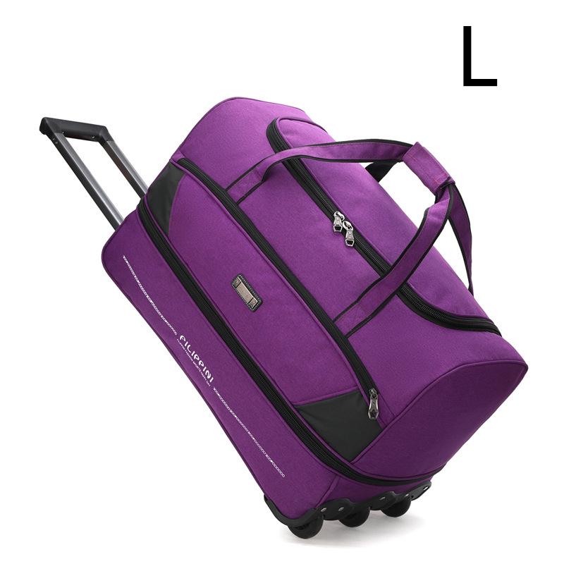 

Дорожная сумка на колесах из ткани Оксфорд Унисекс для выездных путешествий Посадочная деловая сумка Большой вместимости Складная Многофункциональная сумка для хранения L фиолетовый