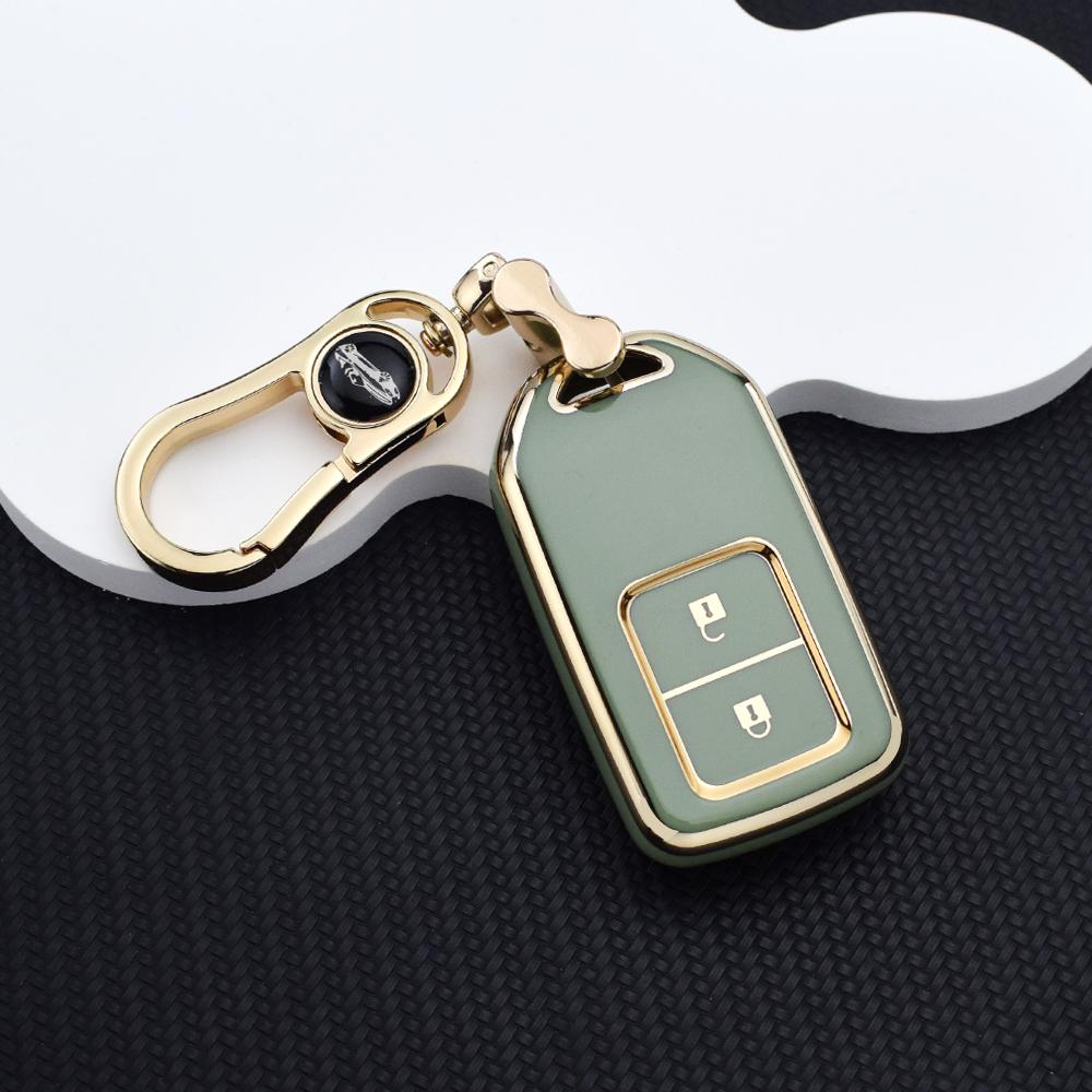 Tpu 2-Button Smart Key Cover For Honda Cr-V Hr-V Civic Accord Fit City Odyssey – Protective Key Fob Case And Key Chain Key Ring