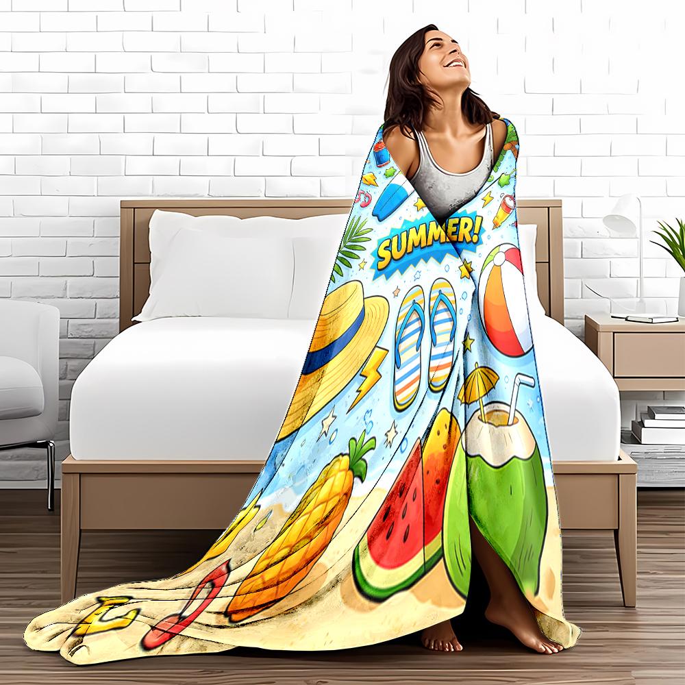 Bunte Sommerstrand Cartoon-Decke mit Surfbrett und Flip-Flops Design Decke, geeignet für den Gebrauch im Schlafzimmer, Wohnzimmer, auf dem Sofa