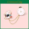 Adorable Rabbit Clock Design Badge Creative Cartoon Cute Rabbit Brooch Pin Wholesale