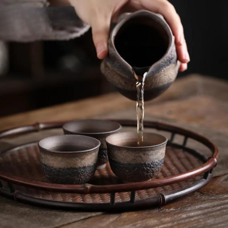 Retro Kiln Change Ceramics Master Cup Handmade Coarse Pottery Teacup Tasting Mug Tea Bowl Meditation Cup Tea Ceremony Drinkware