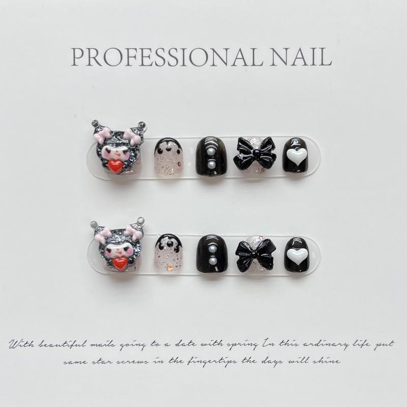 10pcs/set Finished Cartoon Children's Wearable Nails Sweet and Cute Children's Removable False Nails Nail Stickers