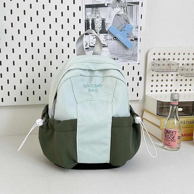 Retro versatile nylon backpack female student class schoolbag contrasting color block large capacity casual backpack male
