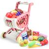 Children's Educational Toy Set Supermarket Shopping Cart with Trolley Cutting Food Fruit Simulated Play 15PCS Girls' Simulation