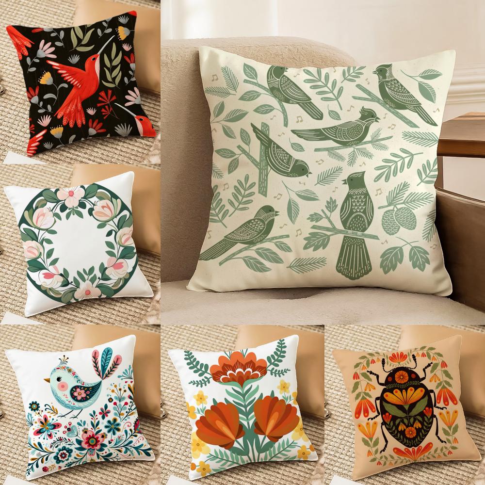 Simple Farm Crop Flower Print Pillow Case Double-Sided Plush Sofa Cushion Covers Organic Breathable Invisible Zipper