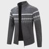 Męski jesienno-zimowy rozpinany sweter kardigan - Gruby splot, kurtka ze stójką, stylowy design