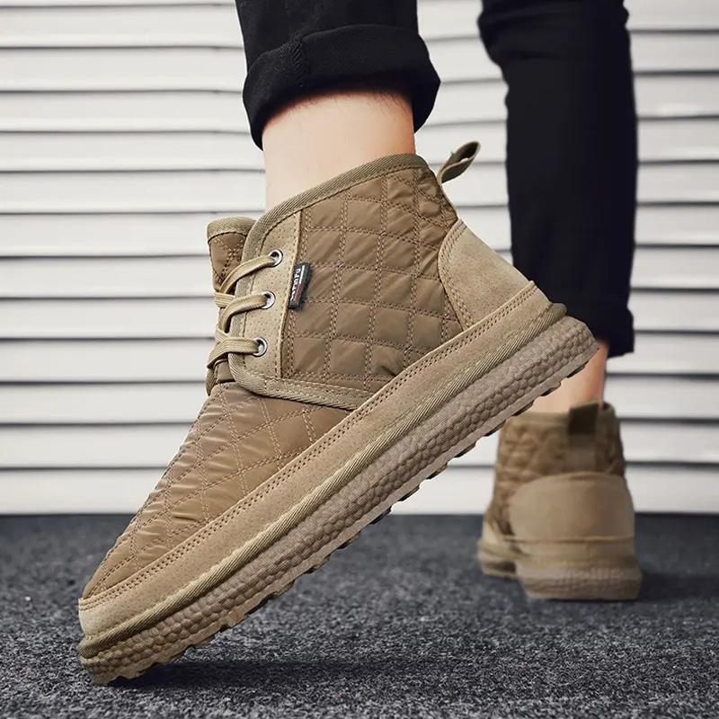 Fashion Men's Winter Plus Velvet Cotton Shoes Lace-up Cold-proof Warm Male Ankle Boots Fashion Casual and Comfortable Outdoor Snow Boots