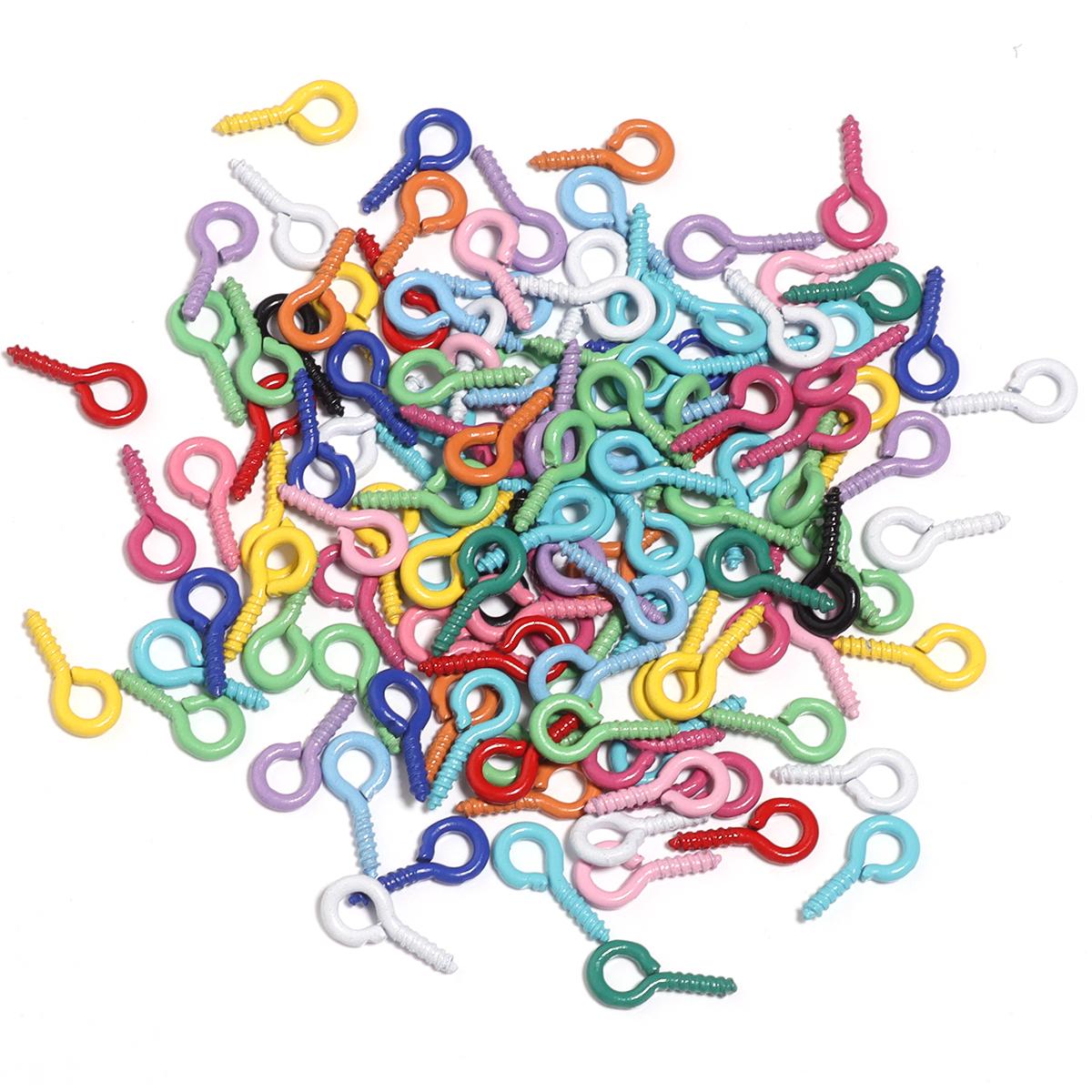 

200Pcs 5×10mm Charm Metal Colorful Small Mini Eye Pins Screw Thread Clasps Hook For DIY Jewelry Making Supplies Accessories білий