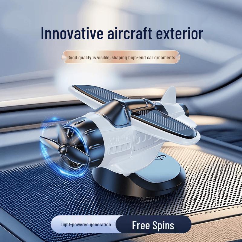 Solar Rotating Airplane Car Ornament