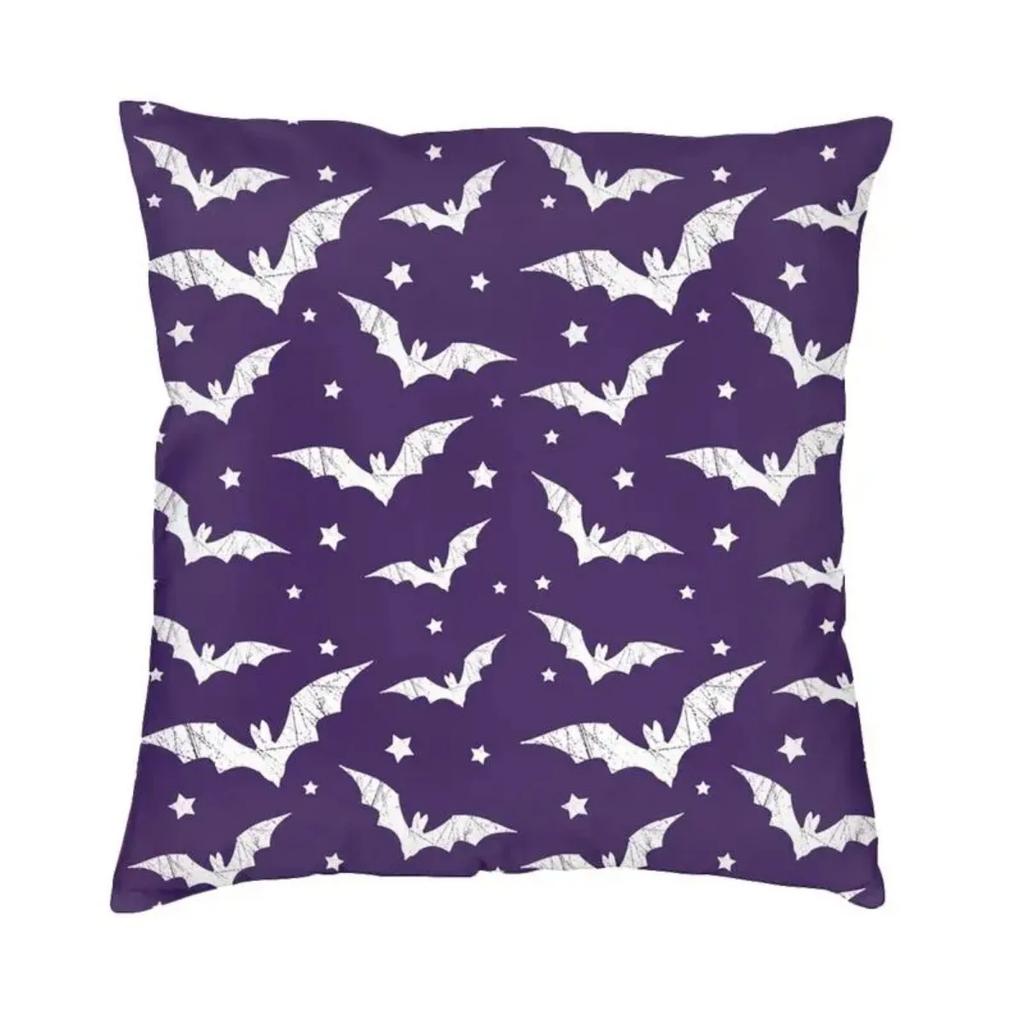 Pastel Goth Pink Black Bats Nordic Throw Pillow Cover Home Decorative Halloween Witch Chair Cushion 45x45cm Pillowcases
