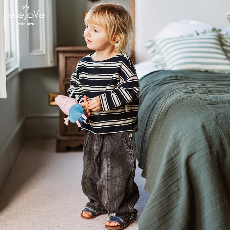 LELE JOVE Kids' Spring Retro Denim Harem Pants