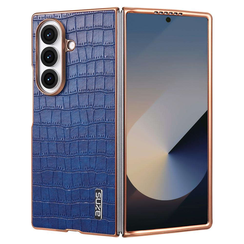 AZNS For Samsung Galaxy Z Fold7 5G Case Electroplating Crocodile Texture PU+PC Phone Cover