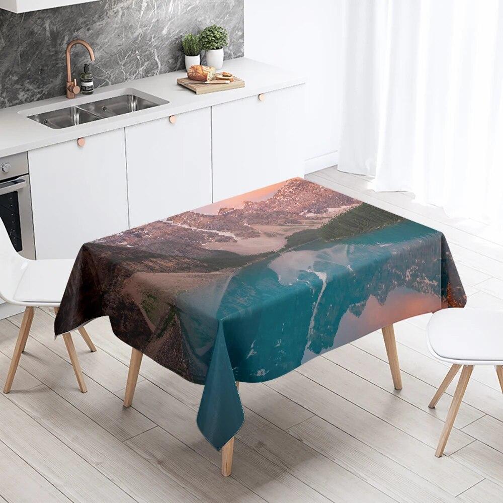 Sunset Evening Glow Scenery Table Cloth Wedding Party Restaurant Banquet Decor Stain Resistant Waterproof  Home