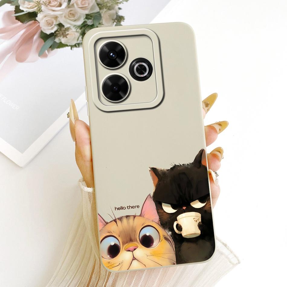 For Xiaomi Redmi 13X Cute Cat Flower Cartoon Phone Case For Redmi 13X Shockproof Soft Silicone Covers Bumpers