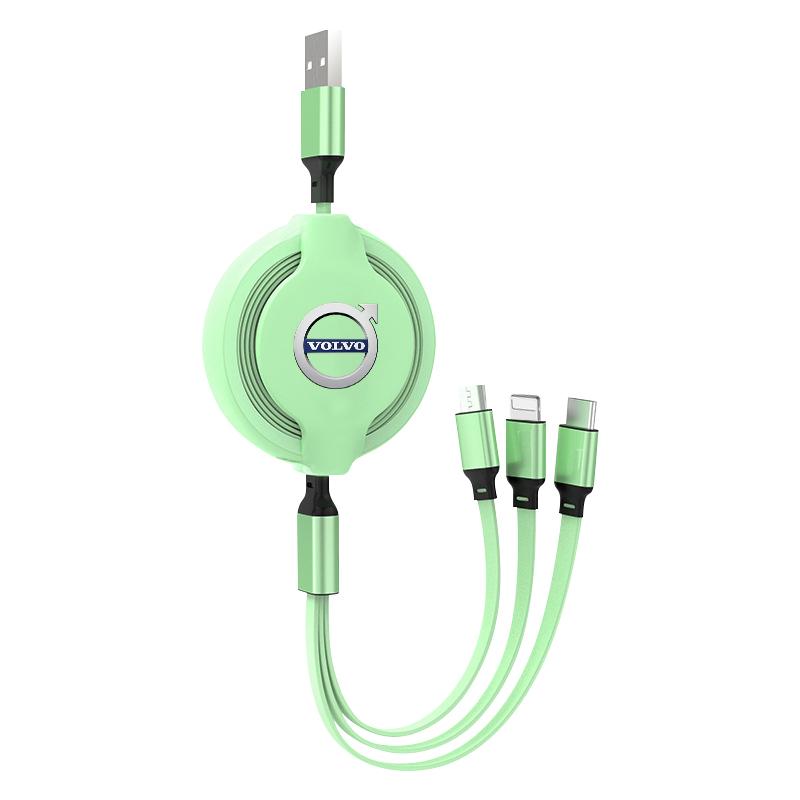 1Pcs Car Mounted Telescopic Three In One Mobile Phone Charger For Volvo XC60 XC90 S60 S80 S40 V40 V60 V70 V50 XC70