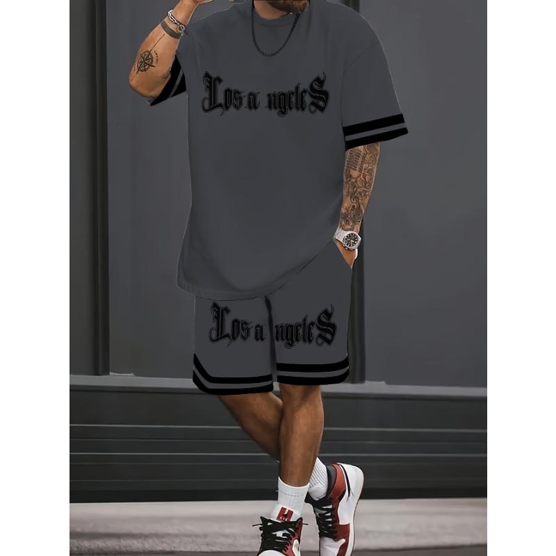 3D Letter-printed Street Fashion Casual Simple Soft Comfortable Breathable and Lightweight Men's Suit for Summer 2025